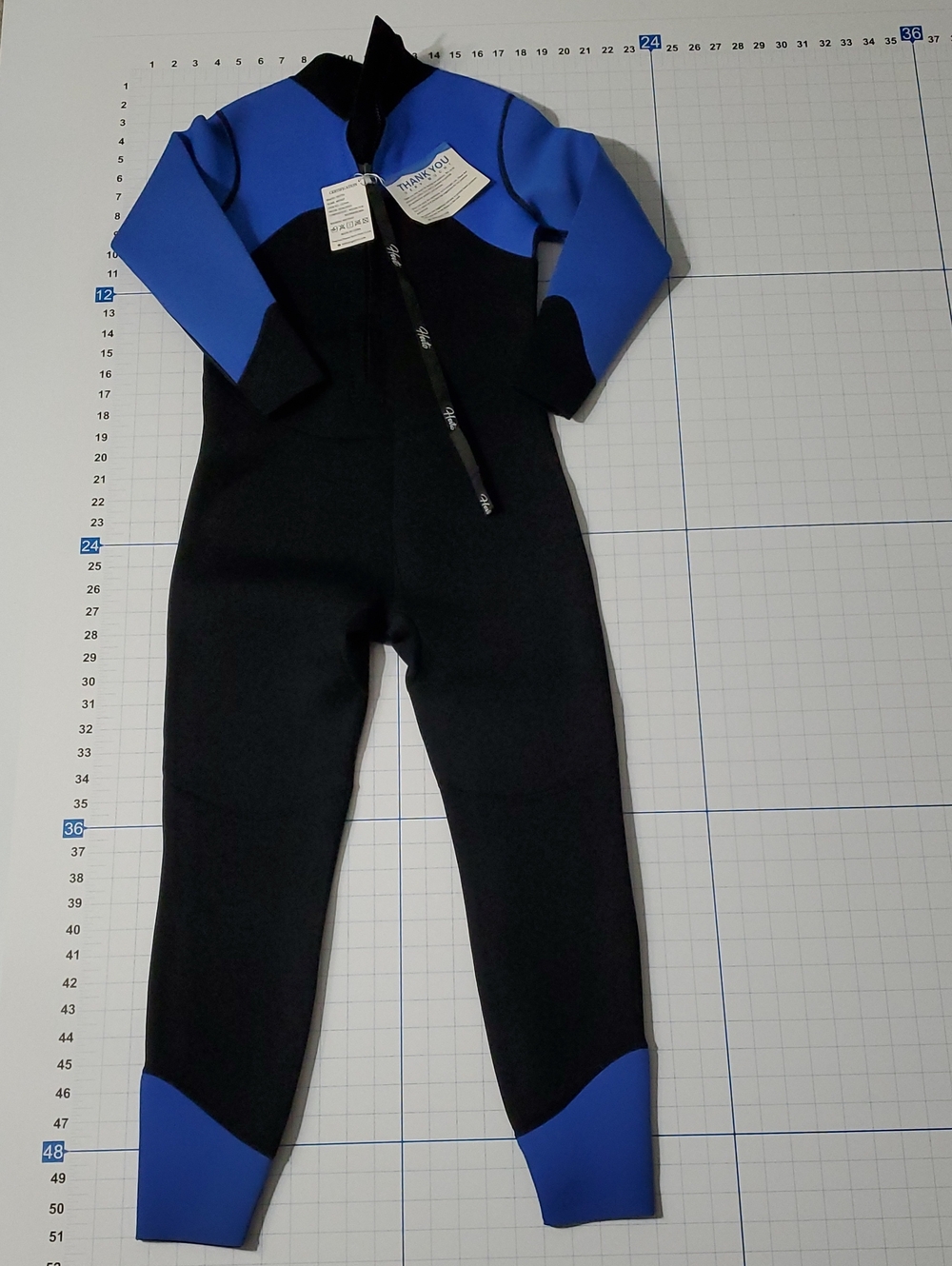 Kids Blue and Black Neoprene One-Piece Wetsuit - Youth Swim Bodysuit